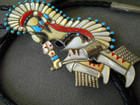 Southwest Style Native Chief Inlay Silver Tone Bolo Tie   Matching Tips 3 5 
