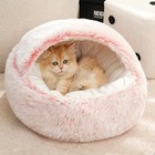 Soft Plush Cat Bed - Winter Comforter Semi-enclosed Nest Warm Pet Bed Supplies