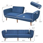 Modern Sofa Bed Convertible Futon Sofa W  3-level Adjustable Angle Function Navy