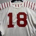 Vintage Football Jersey  18 White Red Stripes Game Used Size 44