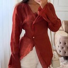 Women s Soft Blend Blouse With V Neck Long Sleeves And Loose Fit For Styling