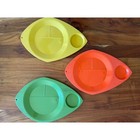 Vintage 12pc Plastic Picnic Plates Set Divided Bbq Trays Cup Holder Mcm Retro