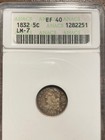 1832-p Capped Bust Silver Half Dime H10c Anacs Xf 40 Ef 40 Lm-7
