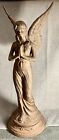 Large Praying Angel Garden Figurine Statue Cast Iron Antique Brown 16 Inch
