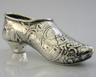 German Hanau Sterling Silver Shoe Pin Cushion 1909 Sewing Needlework Antique