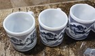 Set Of 5 Vintage Currier   Ives Blue   White Milk Glasses Mugs