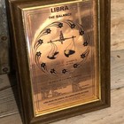 Vintage Zodiac Libra Engraved Plaque Metal Wood Art Mcm Astrology