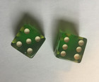 Vintage Pair Of 1960s Green Lucite Bakelite Transparent Dice