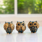 Decorative See No Evil Hear No Evil Speak No Evil Owl Figurines  Set Of 3