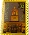 Tennessee Statehood Pin Usps 32 Cent Stamp 1796 Vintage Gold Tone Lapel
