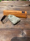 Rare Handmade Wood Glass Marble Kaleidoscope W  4 Marbles   Attached Bag Vintage