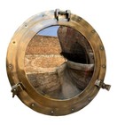Vintage Solid Brass Porthole 17  Maritime Nautical Ship Boat Window Wall Mirror