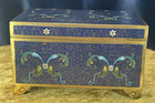 Antique Chinese Cloisonne Footed Box Blue And Gold Very Rare One Of A Kind