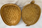 Turtle Mom   Baby Woven Basket Catch-all Trinket W lid Home Decor 8 5  Vintage