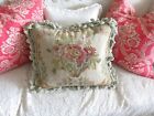 Vintage Aubusson Style French Country Needlepoint Pillow English Rose Garden  4