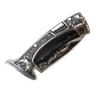 Theboneedge 9   Black Pakkawood Handle Engraved Design Folding Knife 3cr13 Stain