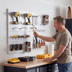 Peg Board 4 Pack Metal Pegboard Panels With 50 Hooks  White Pegboard Organizer
