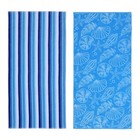   2pk Cotton Beach Towel  58 X 28 In  Blue Shells   Stripes