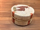 Vintage Native American Porcupine Quill   Birch Bark Box Lidded Basket