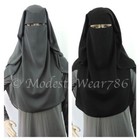 Saudi Style Muslim Women Niqab Burqa Veil Hijab Three Layer Korean Chiffon