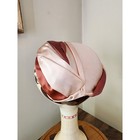 Vintage Two Tone Satin Turban Draped Pleated Pillbox Hat Hollywood Regency Glam