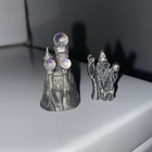 Vntg Miniature Perth Pewter Wizard Castle Medieval Figure Statue Crystals Rare
