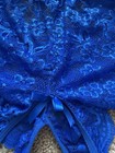 Lollo Vita Blue Floral Sheer Bodysuit L Stretch Adjustable Straps Wireless Bow