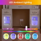 Modern Large Makeup Vanity Desk With Lighted Mirror  3 Drawers charging Station