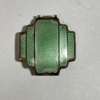 Vintage Art Deco Guilloche Enamel Finger Ring Compact Floral Green