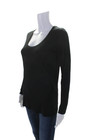 Brochu Walker Womens Cotton Scoop Neck Long Sleeve Sheer T Shirt Black Size P
