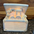 Vintage Enesco Nursery Night Light Pastel Toy Chest Bear Train Ceramic 1987