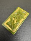 Vintage Marbled Green Bakelite Carved Floral Dress Fur Clip Art Deco 1930s