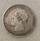 1889 Norway 1 Krone Silver Coin     King Oscar Ii     Historic Scandinavian Silver