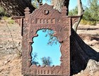 Rare Moroccan Wall Mirror     Antique Wood Handmade With Rustic Wooden Doors