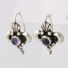 New Ornate Glass Drop Earrings - Sterling Silver Dangle Attachment Hook Pierced