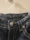 Miss Me Boot Jeans 27 Medium Rise Rhinestone And Cowhide Pockets  Rare 