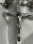 Vintage Afco Sterling Silver Faceted Crystal Bead Catholic Rosary  