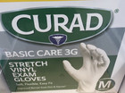 Curad Basic Care 3g Stretch Vinyl Exam Gloves   Size M Soft Flexible Easy Fit