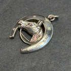 19c  Victorian Silver Niello Horseshoe Equestrian Pocket Watch Chain Fob Pendant