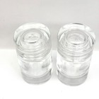 Vintage Mcm Heavy Glass Salt Pepper Shakers Screw On Glass Lids Clear