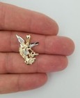 14k 2 Tone Real Gold San Michael Saint Miguel Religious Pendant