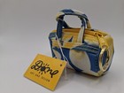 Ken Done Bag Keychain Zipper Dollhouse Size Minature 4  Purse Yellow Blue Floral