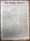 1758 French   Indian War Era Newspaper With A Red British Halfpenny Tax Stamp