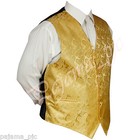 Gold Xs To 6xl Paisley Tuxedo Suit Dress Vest Waistcoat   Bow Tie   And Hankie