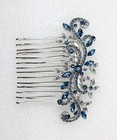Faship Gorgeous Navy Blue Crystal Floral Hair Comb