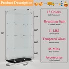 2 Doors Led 4-shelf Glass Display Cabinet  65 h Removable Curio Cabinet W wheels