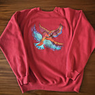 Laurel Burch Birds Crew Sweatshirt Xl Pullover Red Hanes Vintage 90s Made In Usa