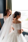 Handmade White Off-shoulder Lace Tulle Ball Gown Wedding Dress M Corset