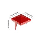 100pcs Square Pyramid Rivets  12mm Two-jaw Studs Spikes  red 