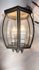 Vintage Beveled Glass And Brass Flush Light Fixture 